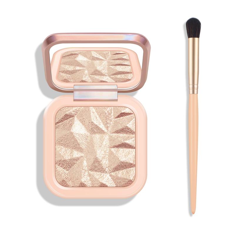 Face Highlighter Palette, High Glossy Face Illuminator Palette, Narutal Glow Finish, Pearl Shimmer Smooth Baked Powder, Lasting Sparkling Highlighter Makeup-SUN GLOW