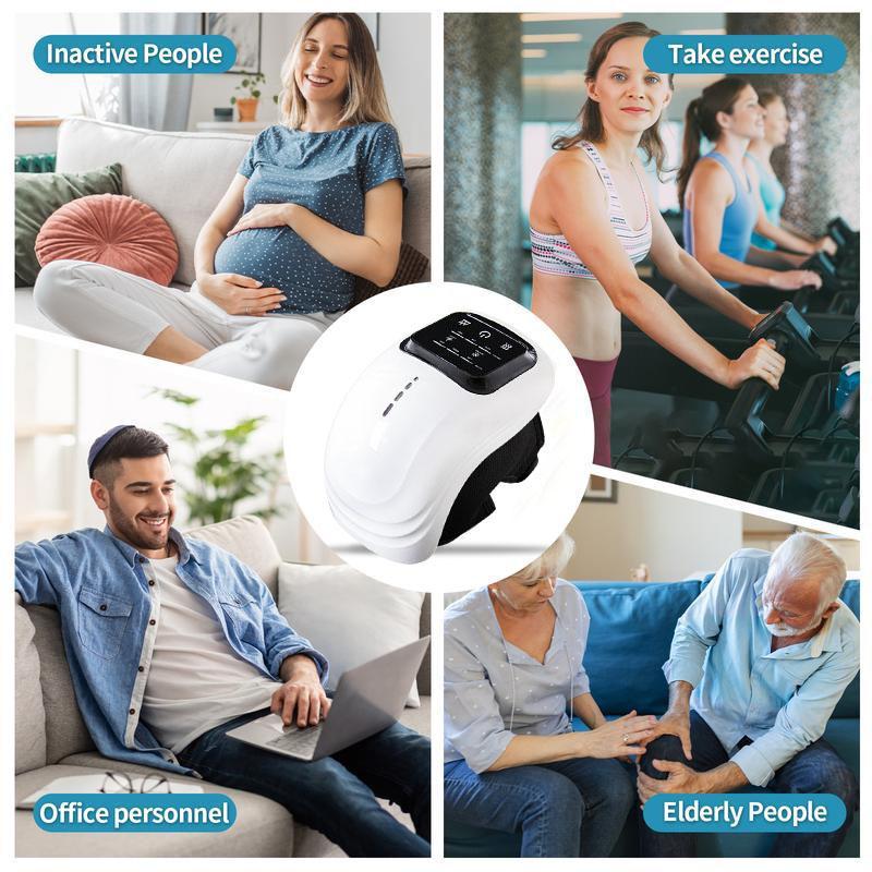 Portable Comfort Electric Knee Massager, Rechargeable Cordless Massage Machine with Heat and Vibration, Adjustable Temperature Smart Knee Massage Instrument for Muscle Relaxation, Massager Electric Machine with Clear Visible Touch Screen, Body Massager