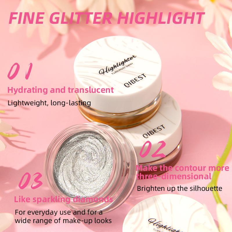 Long Lasting Glitter Highlighter Cream, 1 Box Natural Glitter Face Brightening Cream, Highlighter Body Makeup for Women & Girls