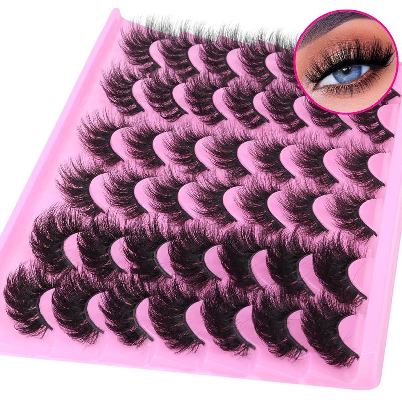 3D False Eyelashes, 21 Pairs Natural Curling Wispy Cat Eye Faux Cluster Lashes, Volumized False Eyelashes for Women and Girls Eye Makeup Enhancement