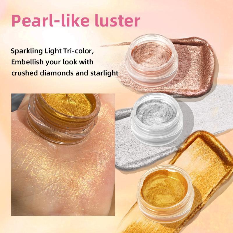 Long Lasting Glitter Highlighter Cream, 1 Box Natural Glitter Face Brightening Cream, Highlighter Body Makeup for Women & Girls