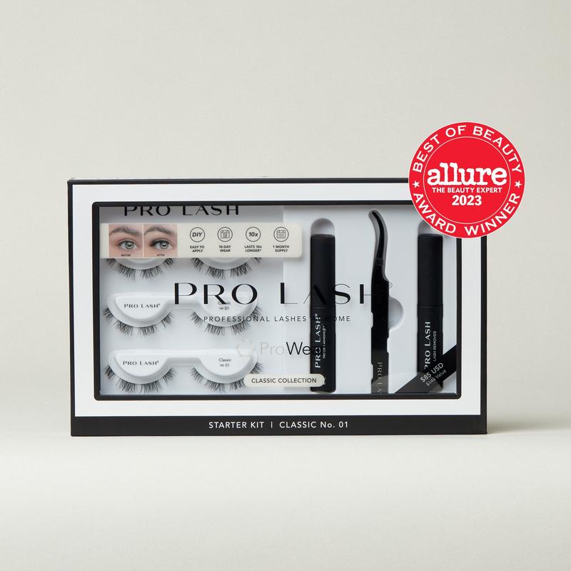 Pro Lash Starter Kit - One Month Lash Supply Eyelashes Makeup - 3 sets of lashes - adhesive - remover - tweezers