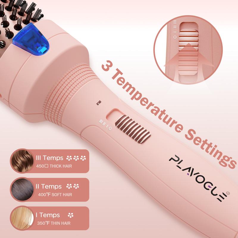 Plavogue Thermal Brush Curling Iron Brush for Blowout Look, 1.5 Inch 1.25 Inch Negatives Ionic Heated Round Brush Makes Hair Smoother, Dual Voltage Thermal Round Brush Straightening Curling Styling for Travel, Quick Heated, Handle Comfort