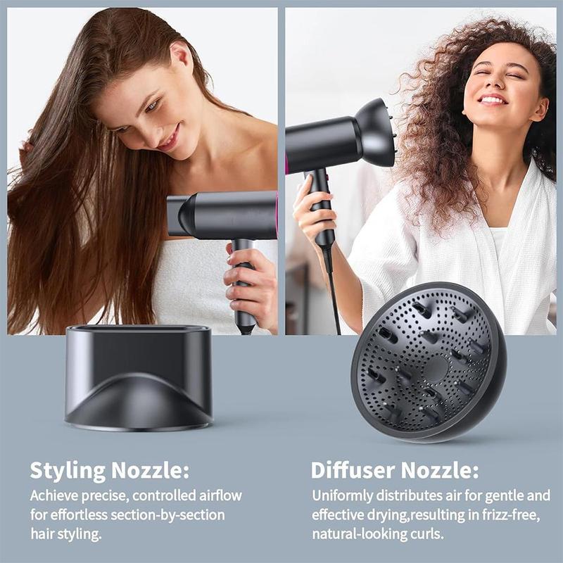 1200W Hair Dryer, Portable Blow Dryer for Curly Hair for Women Men, Lightweight Hair Dryer with Diffuser & Nozzle for Fast Drying As Salon