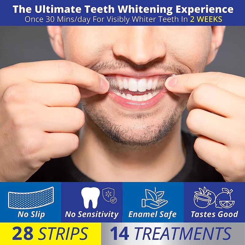 EXULTIC Teeth Whitening Strips for Teeth Sensitive: Coconut and Lemon Peel Oil Infused White Strips- Whiter, Brighter Smiles - Gentle and Safe Whitening Kit -28 Whitening Strips -14,Gluten Free