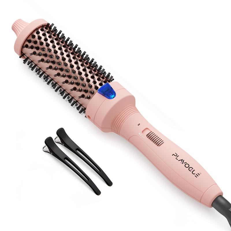 Plavogue Thermal Brush Curling Iron Brush for Blowout Look, 1.5 Inch 1.25 Inch Negatives Ionic Heated Round Brush Makes Hair Smoother, Dual Voltage Thermal Round Brush Straightening Curling Styling for Travel, Quick Heated, Handle Comfort