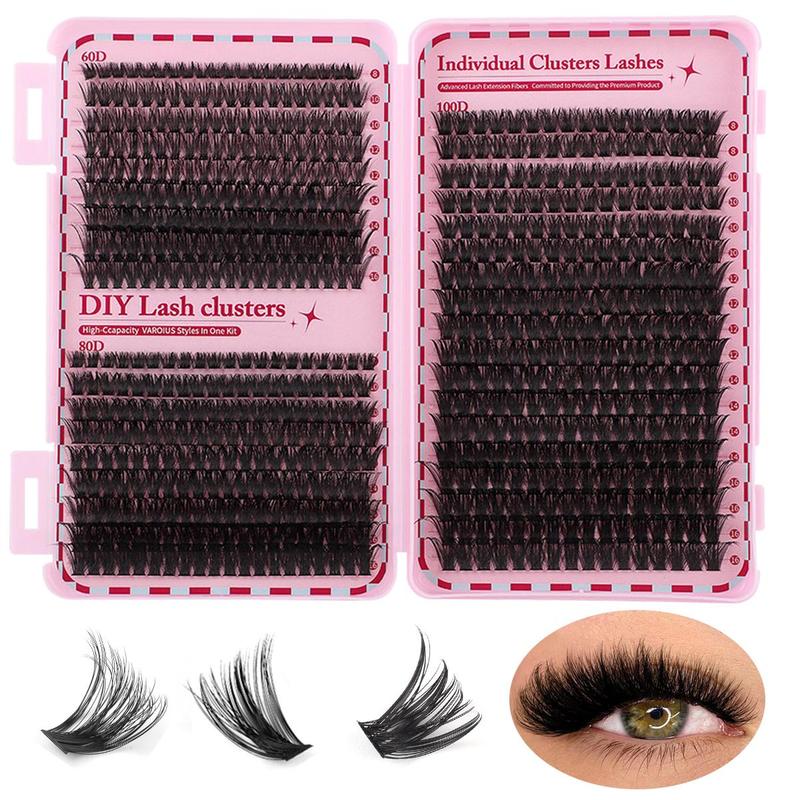 Mixed Length Individual False Eyelashes, 1 Set Natural Look Eyelash Extensions, Self Grafting Curl Eyelashes, Eye Makeup Enhancement for Women & Girls