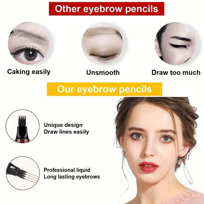 Waterproof Eyebrow Pen,Microblading Eyebrow Pencil With 4Split Head, Natural Looking BrowsMakeup ( 5 Colors )