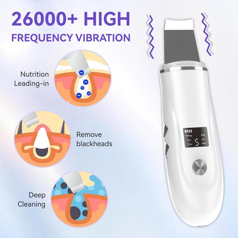 Rechargeable Ultrasonic Skin Scrubber, USB Rechargeable Facial Cleaner with High-frequency Vibration Massage, Fall Facial Skin Care Tool for Women, Halloween Gift, Christmas Gift Idea