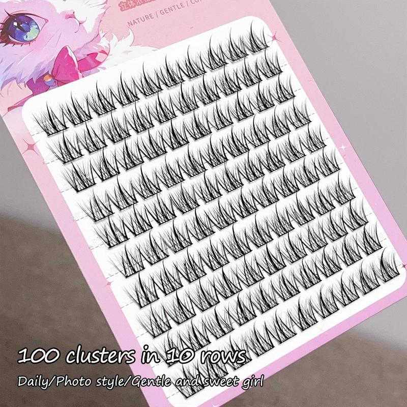 False Eyelashes Lash Extensions, 10 Rows Cosmetic Wispy Cluster Natural Look Faux Eyelashes Eyelashes Extensions, Eye Makeup Tools for Daily Use