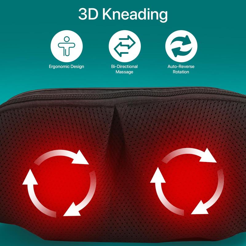 Comfort Shiatsu Neck and Back Massager with Soothing Heat, Electric Shoulder Massage 8 Nodes Deep Tissue 3D Kneading Massages for Pain Relief, Best Christmas Gifts for Man, Woman, Friends, Parents