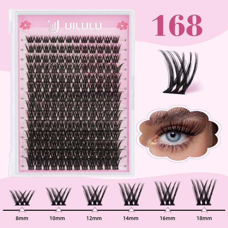 UILULU DIY Lash Extension Kit Individual Lashes Cluster D Curl Eyelash Set (8-18MM Kit)