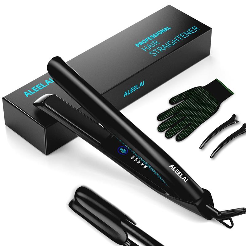 Digital Hair Straightener Comfort, 30S Heat Up, Auto Shut-off, 3D Foating Plates, flexible swivel, Straightener and Curler, Silicone Protector, Gift straightener  clip good 2 in 1