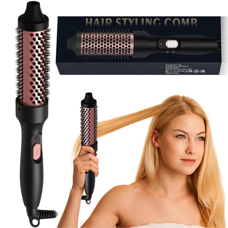 Electric Heated Hair Curler, Fast Heat Up Blowout Brush Hair Curling Wand, Professional Heated Hair Styling Tool, Thermal Brush for Create Beach Waves Styling