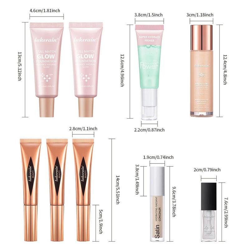 9 in 1 Skincare Makeup Set,  Highlighters Makeup  Foundation & Moisturizing Concealer & Lip Gloss & Highlighter Stick & Blush, Makeup Products, Makeup Set for Women & Girls, Cosmetic