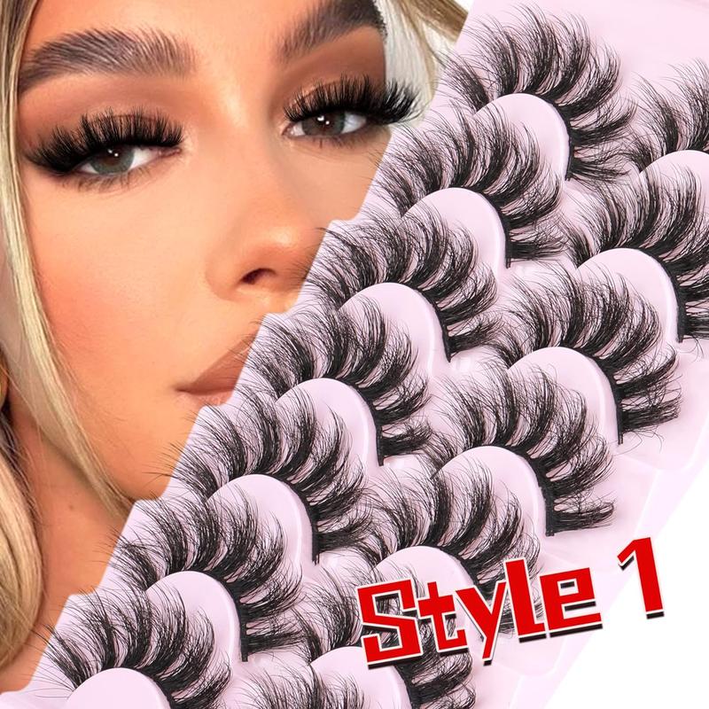 3D False Eyelashes, 21 Pairs Natural Curling Wispy Cat Eye Faux Cluster Lashes, Volumized False Eyelashes for Women and Girls Eye Makeup Enhancement