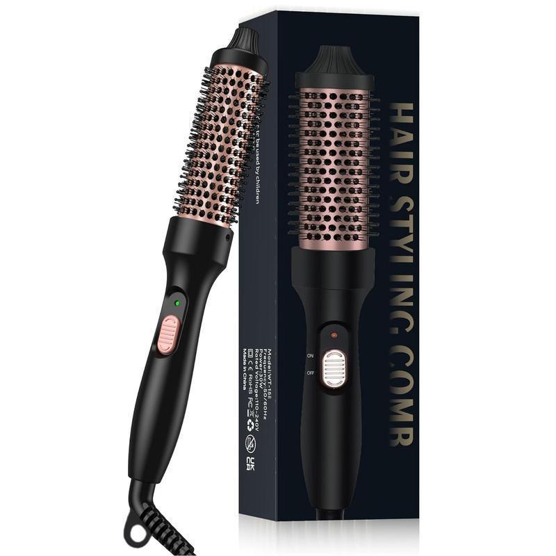 Electric Heated Hair Curler, Fast Heat Up Blowout Brush Hair Curling Wand, Professional Heated Hair Styling Tool, Thermal Brush for Create Beach Waves Styling