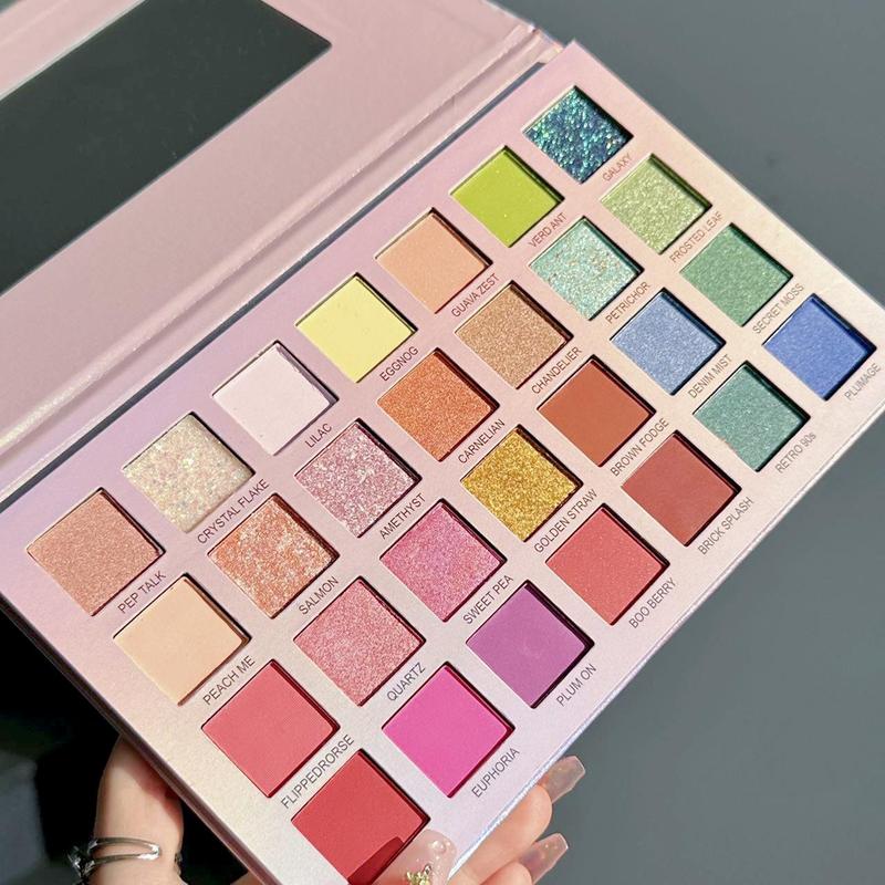 28 Colors Shimmering Eyeshadow Palette, Matte & Glitter Eye Shadows Powder, High Pigmented Blendable Eye Shadow Makeup Products, Multi-use Eye Makeup Tool, Christmas Gift