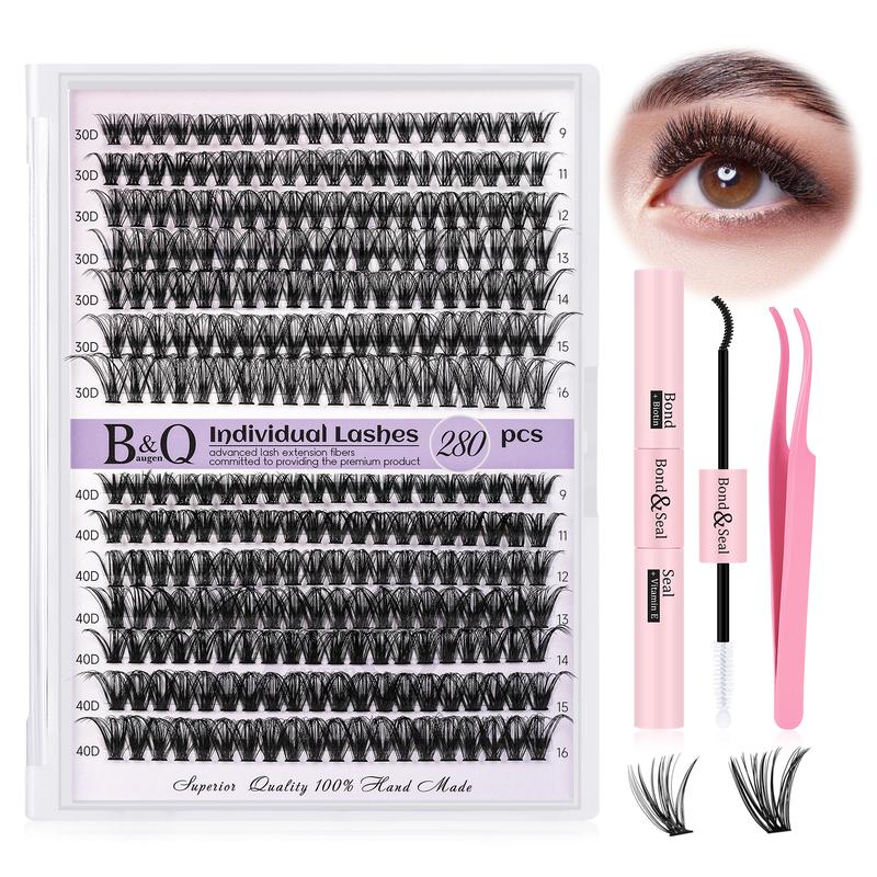 B&Q LASH l 30D+40D G Lash Kit l 280pcs Individual Lashes,D Curl (9-16MIX) for DIY Lashes Extension, Waterproof Long Lasting Beginner Friendly