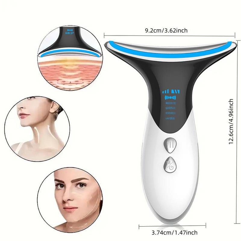 Portable 3 Adjustable Modes Facial Massager Neck Massager, Summer Neck Beauty Instrument, Rechargeable LED Tricolor Skin Care Beauty Massager for Women, Perfect Gift for Women and Men, Beauty Machine