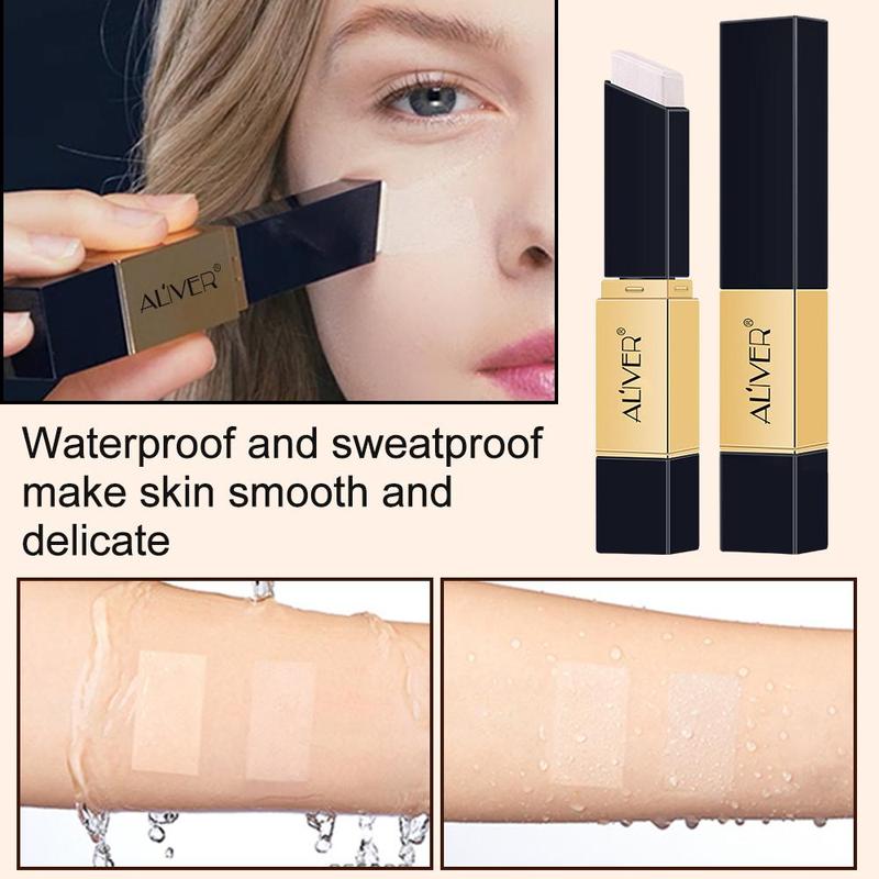 Long Lasting Foundation & 2-in-1 Foundation Brush & Makeup Brush Set, 3 Counts set Waterproof and Sweat Resistant Concealer, Moisturizing Concealer for Women & Girls, Christmas Gift