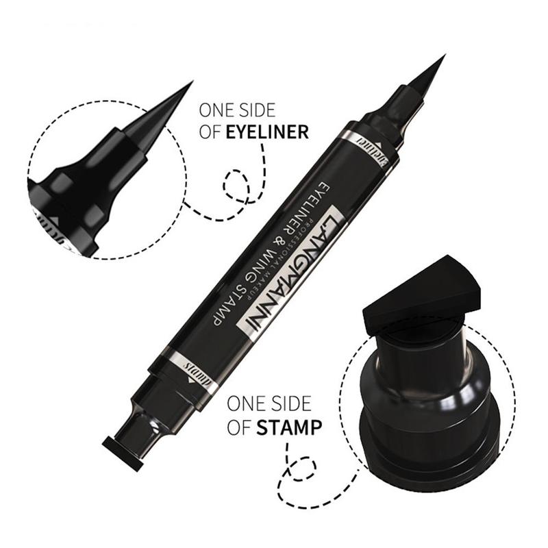 Double-ended Eyeliner Pen, 1 Count Waterproof Long Lasting 2 In 1 Triangle Eyeliner Pencil, Eye Makeup Tool For Women