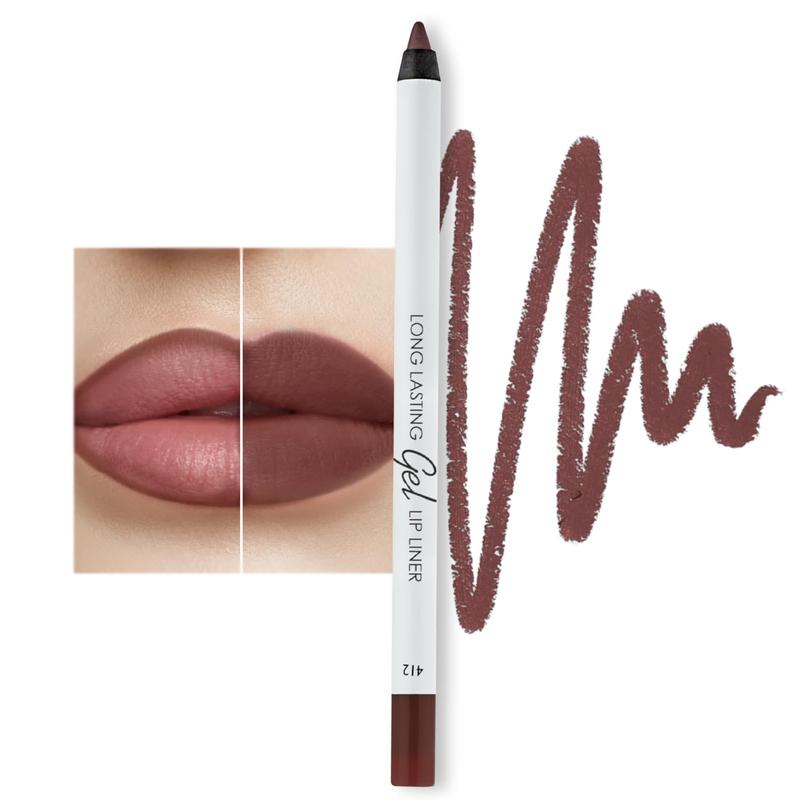 Matte Gel Lip Liner Pencil | Weightless & CreamyTexture - Sharpenable - Longwear & Waterproof - High Pigmented & Flawless Finish - Cruelty-free & Paraben-Free - 412, 1,7g 0.05oz. (Spicy Nude)