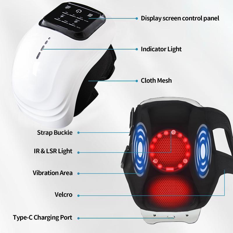 Portable Comfort Electric Knee Massager, Rechargeable Cordless Massage Machine with Heat and Vibration, Adjustable Temperature Smart Knee Massage Instrument for Muscle Relaxation, Massager Electric Machine with Clear Visible Touch Screen, Body Massager