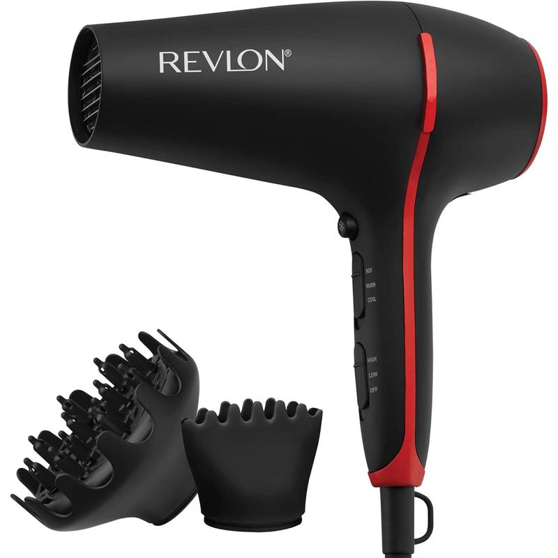 Hair Dryer with Diffuser | 1875W Hair Dryer Enhances Shine for Smoother Hair and Tames Frizz for Silky Results (Black)