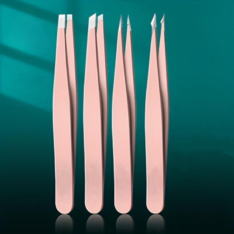 Professional Tweezer Set, 4pcs set Stainless Steel Eyebrow Tweezers Kit, Eyebrow Hair Removal Tweezer, Makeup Tool for Women