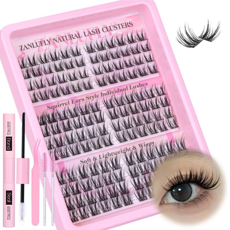 zanlufly Natural Lash CLusters C Curl Wispy Eyelashes Extensions Short Anime EyeLash Extension Kit Makeup 9 10 11MM Manga Eyelash Extensions Cosmetic