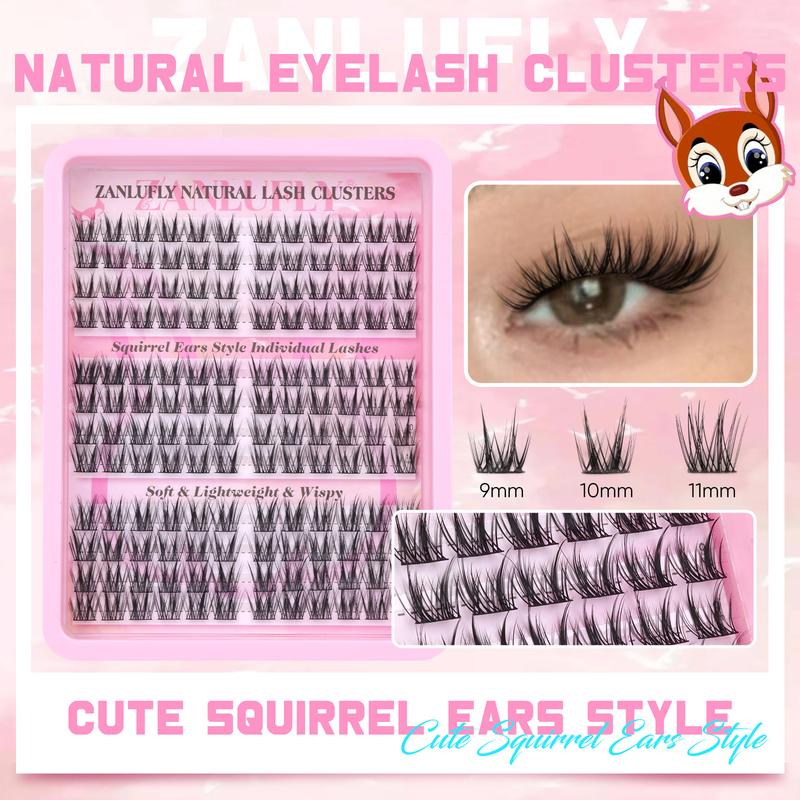 zanlufly Natural Lash CLusters C Curl Wispy Eyelashes Extensions Short Anime EyeLash Extension Kit Makeup 9 10 11MM Manga Eyelash Extensions Cosmetic