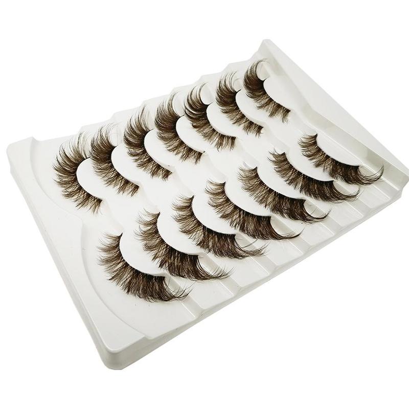 8D Fluffy False Eyelashes for Eyelashes Extensions, Wispy Transparent Stem Brown Faux Cluster Lashes, Eyelashes Extensions, Natural Curling Eye Makeup Strip Lashes for Women & Girls Eye Extensions, Christmas Gift