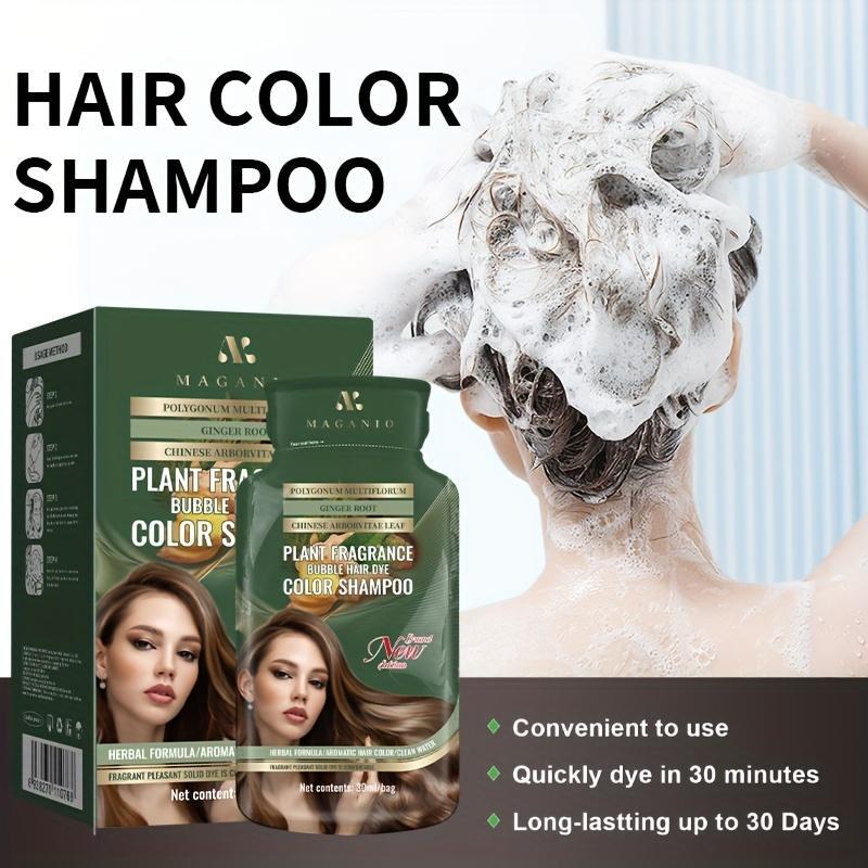 Plant Extract Bubble Hair Dye Shampoo, 10pcs box Natural Extracts Hair Dye Permanent, Suitable for Both Men and Women, Hair Care & Styling Product