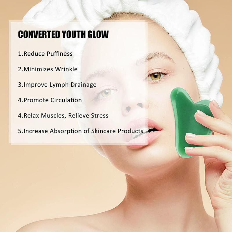 Manual Face Massager, Comfort Imitation Jade Gua Sha Stone for Scraping & Lifting, Skincare Gift