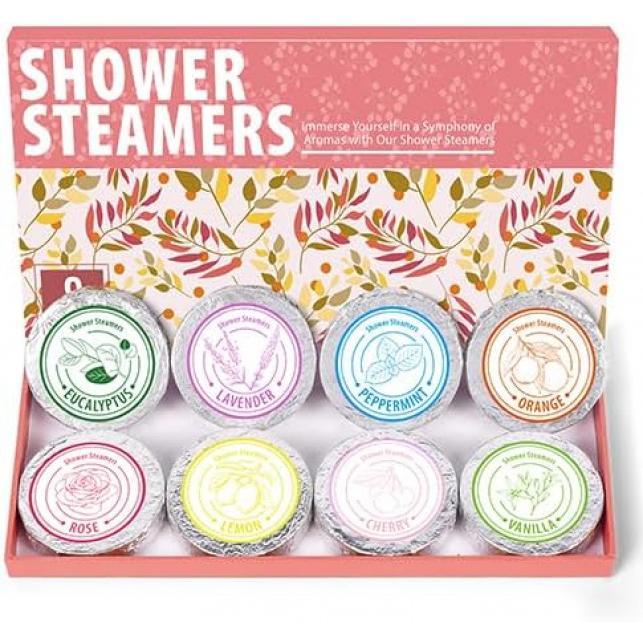 Shower Steamers  - Christmas Gifts for women, 8 Pack Pure Essential Oil Shower Bombs for Home Spa Bath Self Care, Lavender Stress and Relaxation Gifts for Her Stocking Stuffers Pink