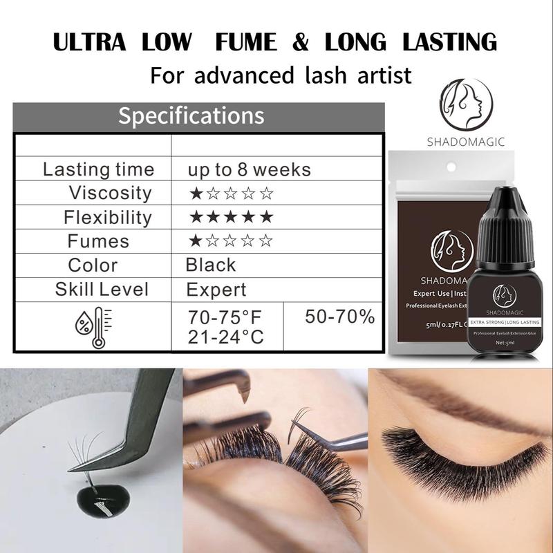 Waterproof & Long Lasting Eyelash Glue, Quick Drying Eyelash Extensions Glue, Professional Eyelash Extension Tool for Women & Girls, Lash Extension Kit, Makeup Products, Christmas Gift