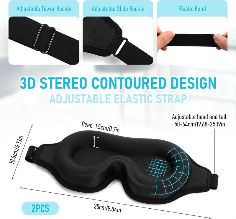 Blackout Eye Mask for Sleeping, 3D Contoured Cup No Pressure Sleep Mask with Adjustable Strap, Ultra-Thin Sides Breathable Lightweight Soft Eye Cover