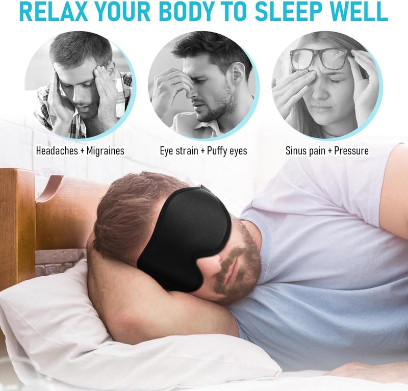 Blackout Eye Mask for Sleeping, 3D Contoured Cup No Pressure Sleep Mask with Adjustable Strap, Ultra-Thin Sides Breathable Lightweight Soft Eye Cover