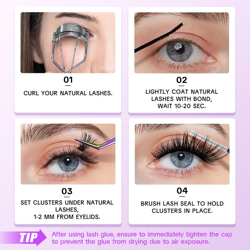 IUI Lash DIY Lash Extension Kit, Beginner-Friendly Eyelash Makeup with Bond and Seal, Tweezer and Remover for DIY Eyelash Extension at Home.