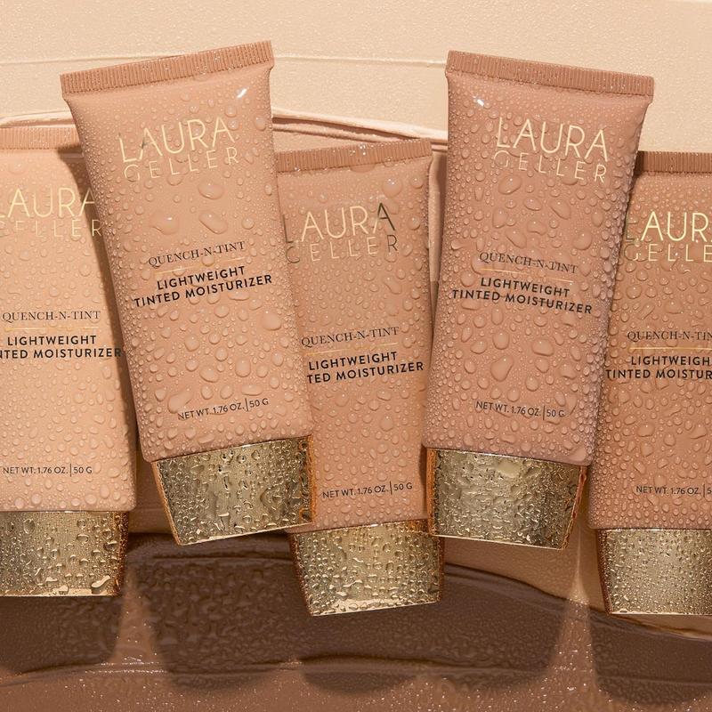 LAURA GELLER NEW YORK Quench-n-Tint Hydrating Foundation - Light Medium - Sheer to Light Buildable Coverage - Natural Glow Finish - Lightweight Formula with Hyaluronic Acid