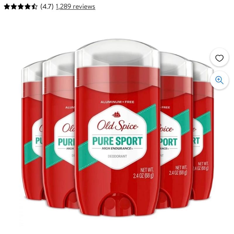 Old Spice Pure Sport Deodorant 2.4 Ounce (Pack of 5) Aroma Body Care Scent Fragrance