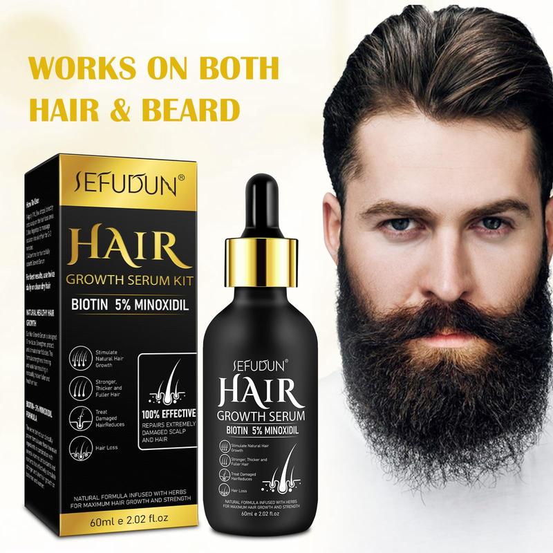 Sefudun 5% Minoxidil Hair Serum for Men and Women, Hair Care Serum for Thicker Longer Fuller Hair, with Hair Roller Set