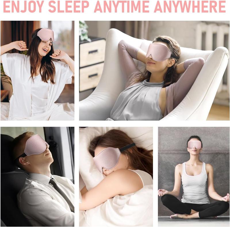 Blackout Eye Mask for Sleeping, 3D Contoured Cup No Pressure Sleep Mask with Adjustable Strap, Ultra-Thin Sides Breathable Lightweight Soft Eye Cover