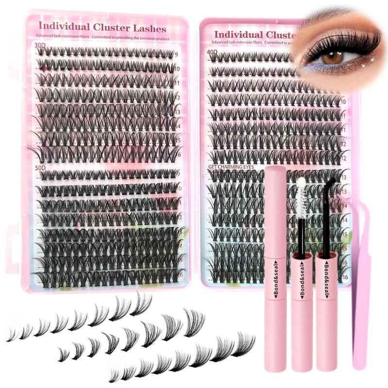 Individual False Eyelashes Kit, 1 Box Mixed Length & Styles Natural Look Eyelash Extensions, Self Grafting Curl Eyelashes, Eye Makeup Enhancement Tool, Christmas Gift