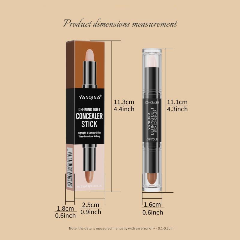 2 in 1 Comfort Double Ended Cosmetic Contour Stick, 1 Count Compact Highlighter Contouring Bronzer Pencil, Face Brightening Make Up Stick, Facial Makeup, Christmas Gift