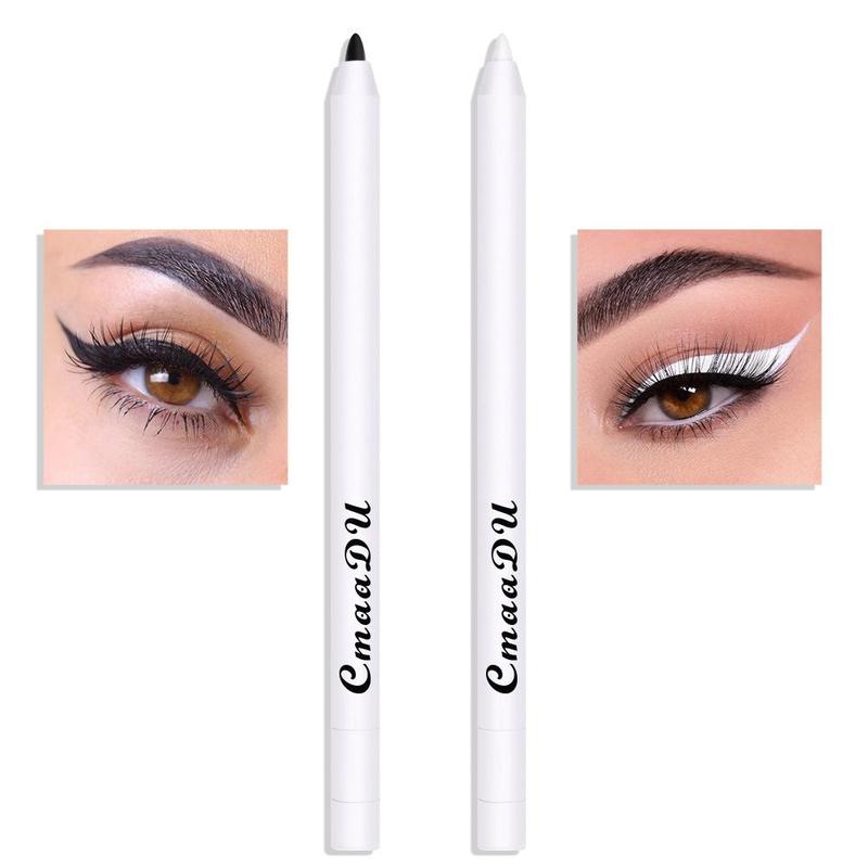 Two Color Eyeliner, 2 Counts set Blacks and White Eyeliner, Eyeliner Gel Pen, Long Lasting Coloring Eye Makeup Pen, Eye Makeup Product