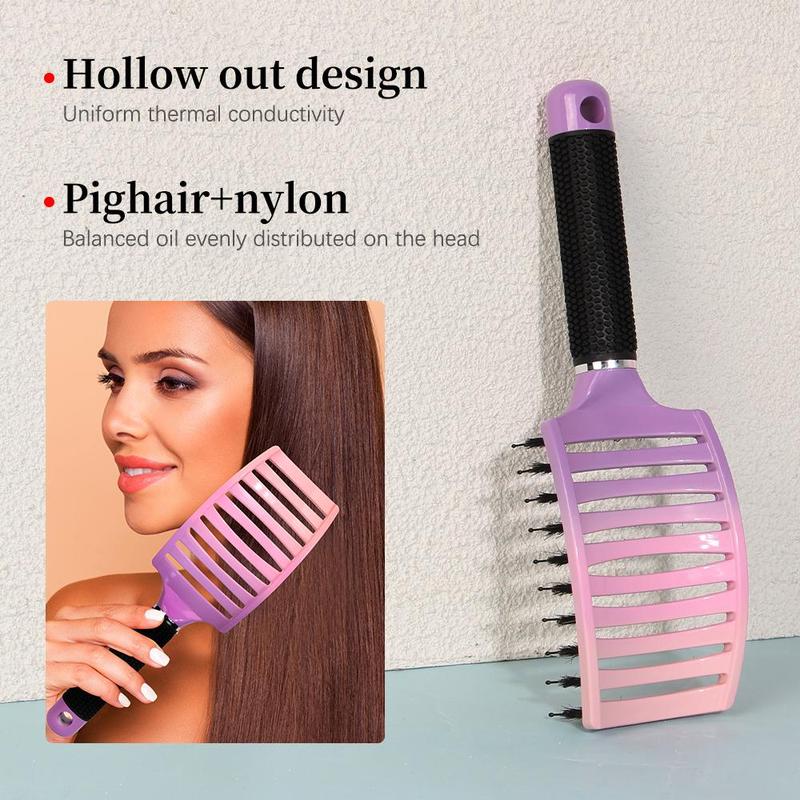 Hair Brush, Curved Vented Brush for Blow Drying, Detangling Hair Brushes for Women Men, Professional Hair Styling Brush for Wet Dry Curly Thick Straight Frizz Hair, Gift for Girlfriend, Heatless Styling Tools