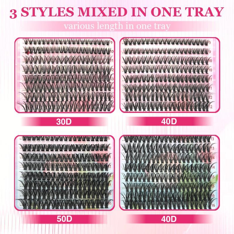 Individual False Eyelashes Kit, 1 Box Mixed Length & Styles Natural Look Eyelash Extensions, Self Grafting Curl Eyelashes, Eye Makeup Enhancement Tool, Christmas Gift