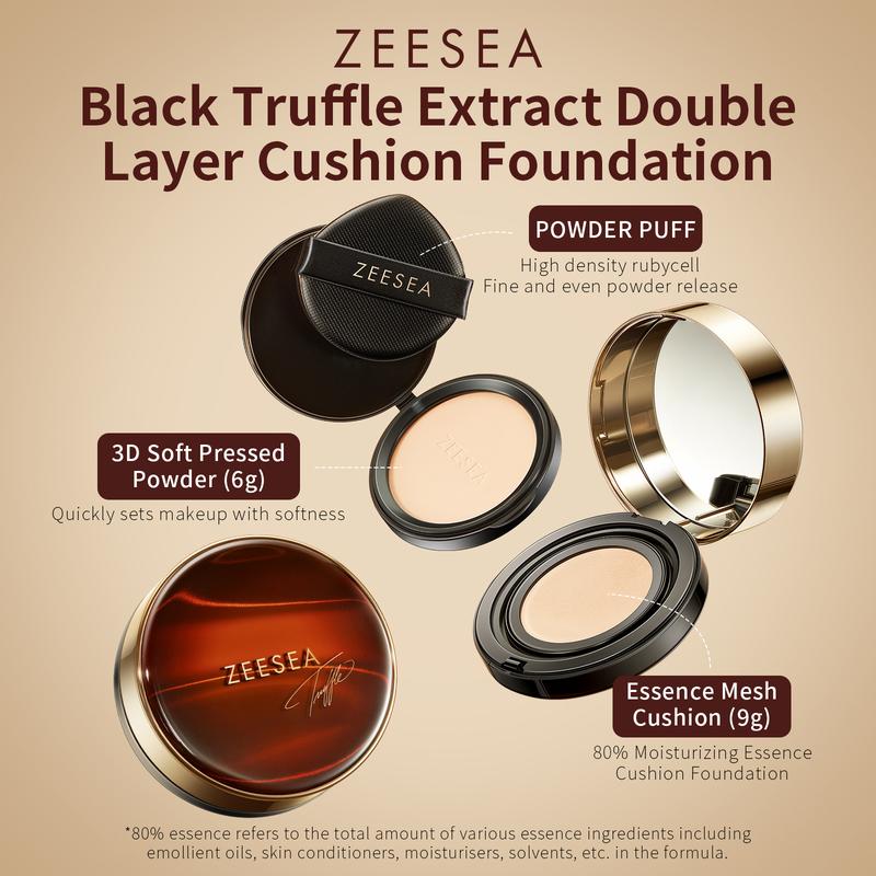 ZEESEA-Black Truffle Essence Double-layer Air Cushion Cream controls oil, shrinks pores, and has high concealing power for dry skin  Foundation Concealer Makeup